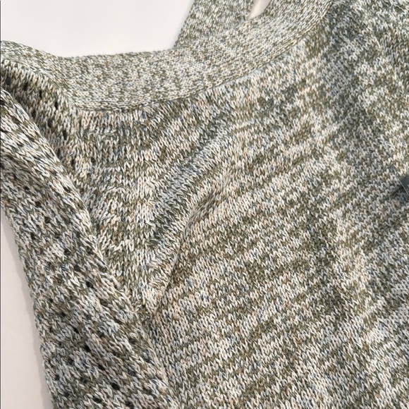 Heart N Crush Medium Women's Off-Shoulder Knit Sweater Green Gray - Picture 8 of 11